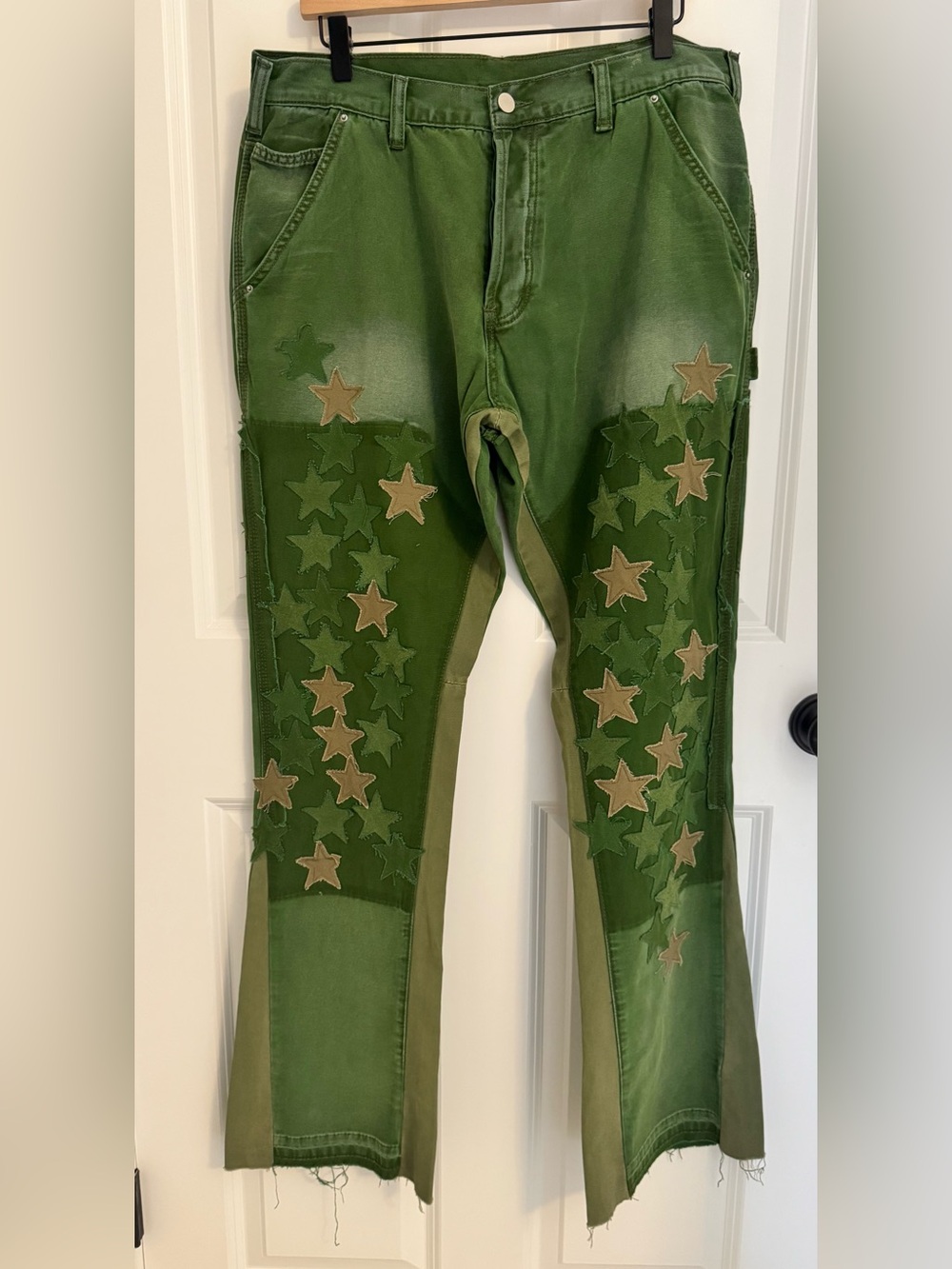 MNML B451 Star Flare Denim Pants Olive NWT Size 34